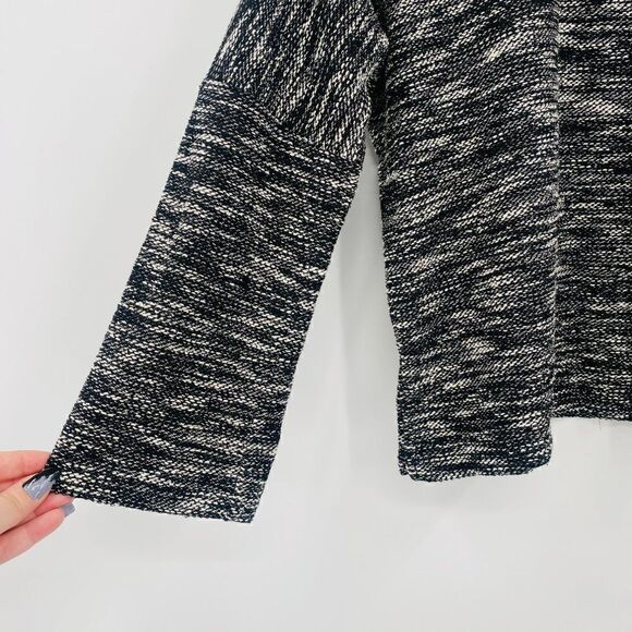 New Madewell Size XXS Black & White Spacedye Button Shoulder Wide Sleeve Sweater - Picture 6 of 8
